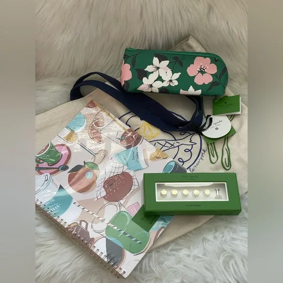 KATE SPADE 4 Piece Office Bundle: Tote, Pencil Case, Push Pins, Notebook - Picture 1 of 12